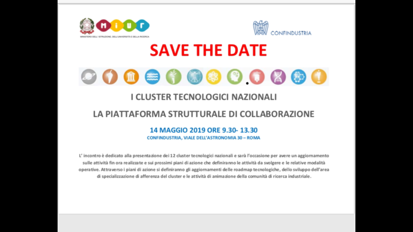 I CLUSTER TECNOLOGICI NAZIONALI LA PIATTAFORMA STRUTTURALE DI COLLABORAZIONE